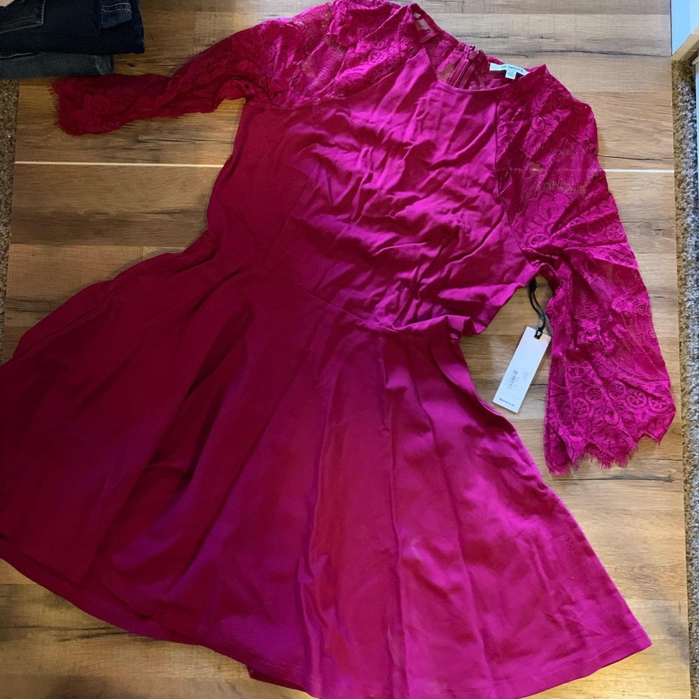 Lace sleeved a line dress